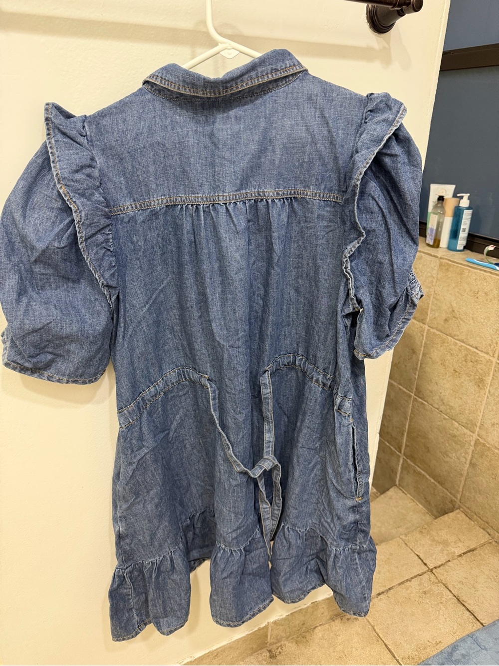 easel Denim Ruffle Skirt Dress - Blue - Picture 2 of 4